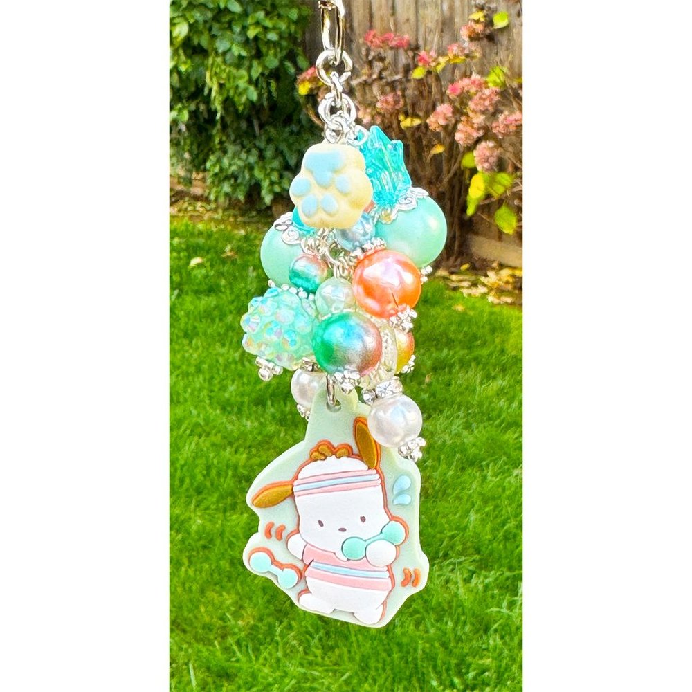 Sanrio Pochacco Fitness Exercise Kawaii Keychain Purse Bag Charm